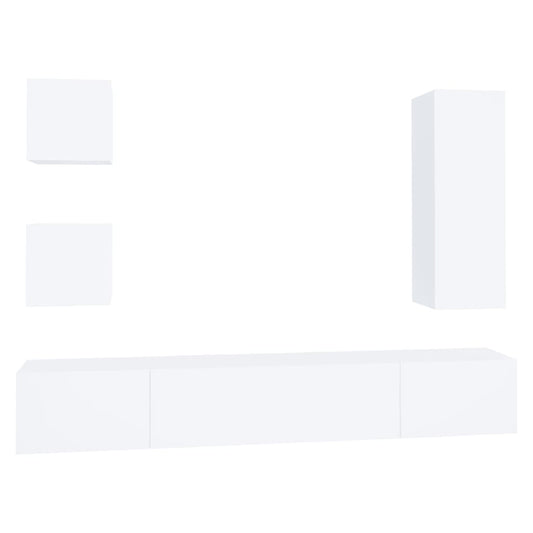 vidaXL Σετ Επίπλου Τηλεόρασης 5 Τεμαχίων Λευκό από Επεξεργασμένο Ξύλο