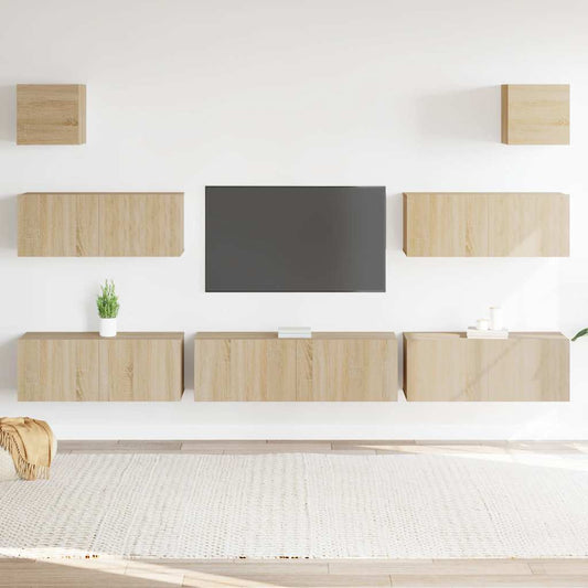 vidaXL Σετ Επίπλων Τηλεόρασης 7 Τεμαχίων Sonoma Δρυς Επεξ. Ξύλο