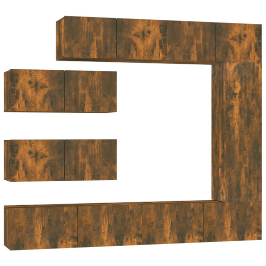 vidaXL Σετ Επίπλων Τηλεόρασης 7 Τεμαχίων Καπνιστή δρυς Επεξ. Ξύλο