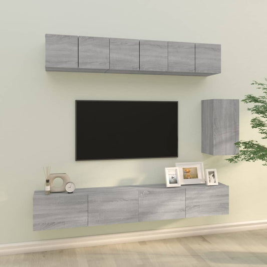 vidaXL Σετ Επίπλων Τηλεόρασης 6 Τεμ. Γκρι Sonoma Επεξεργασμένο Ξύλο