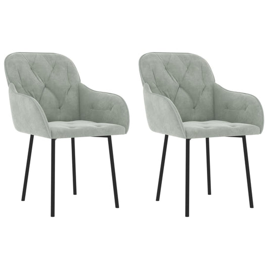 vidaXL Καρέκλες Τραπεζαρίας 2 τεμ. Ανοιχτό Γκρι Βελούδινες