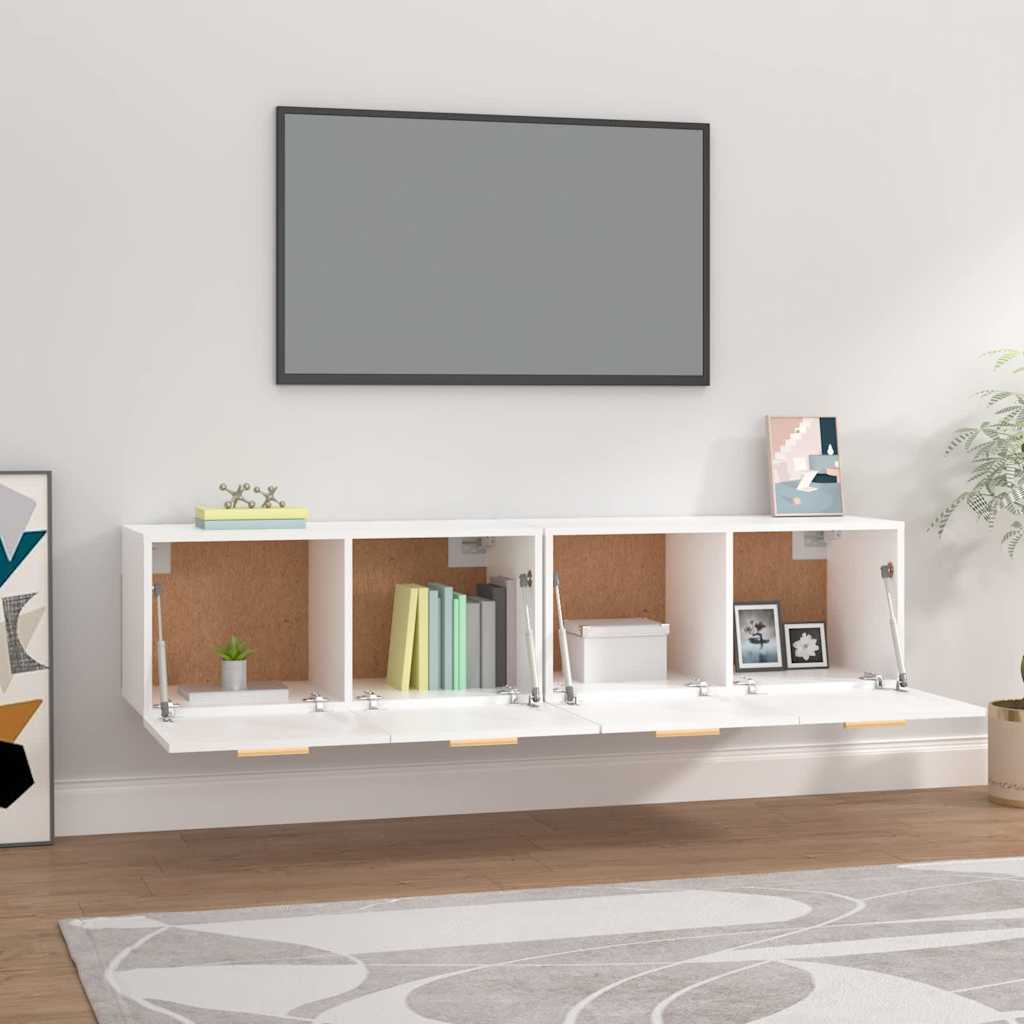 vidaXL Ντουλάπια Τοίχου 2 τεμ. Λευκά 80x35x36,5 εκ. Επεξ. Ξύλο