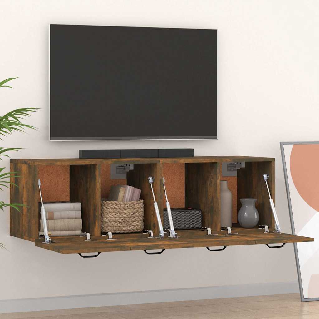 vidaXL Ντουλάπια Τοίχου 2 τεμ. Καπνιστή δρυς 80x35x36,5 εκ. Επεξ. Ξύλο