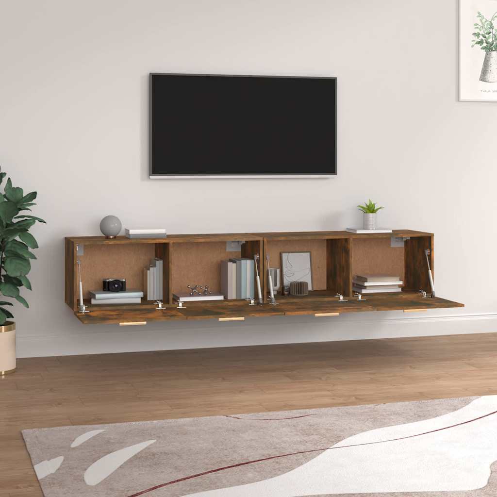 vidaXL Ντουλάπια Τοίχου 2 τεμ. Καπνιστή δρυς 100x36,5x35εκ. Επεξ. Ξύλο
