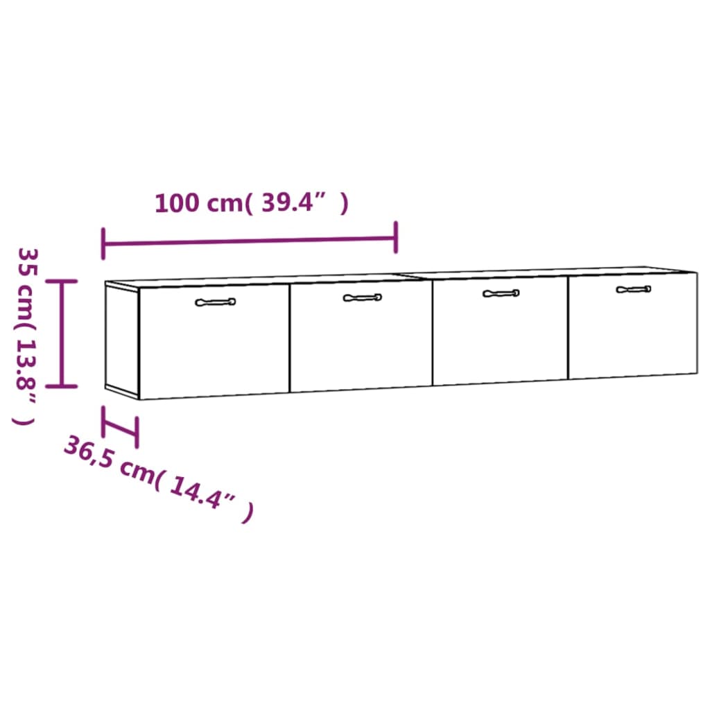 vidaXL Ντουλάπια Τοίχου 2 τεμ. Sonoma Δρυς 100x36,5x35 εκ. Επεξ. Ξύλο