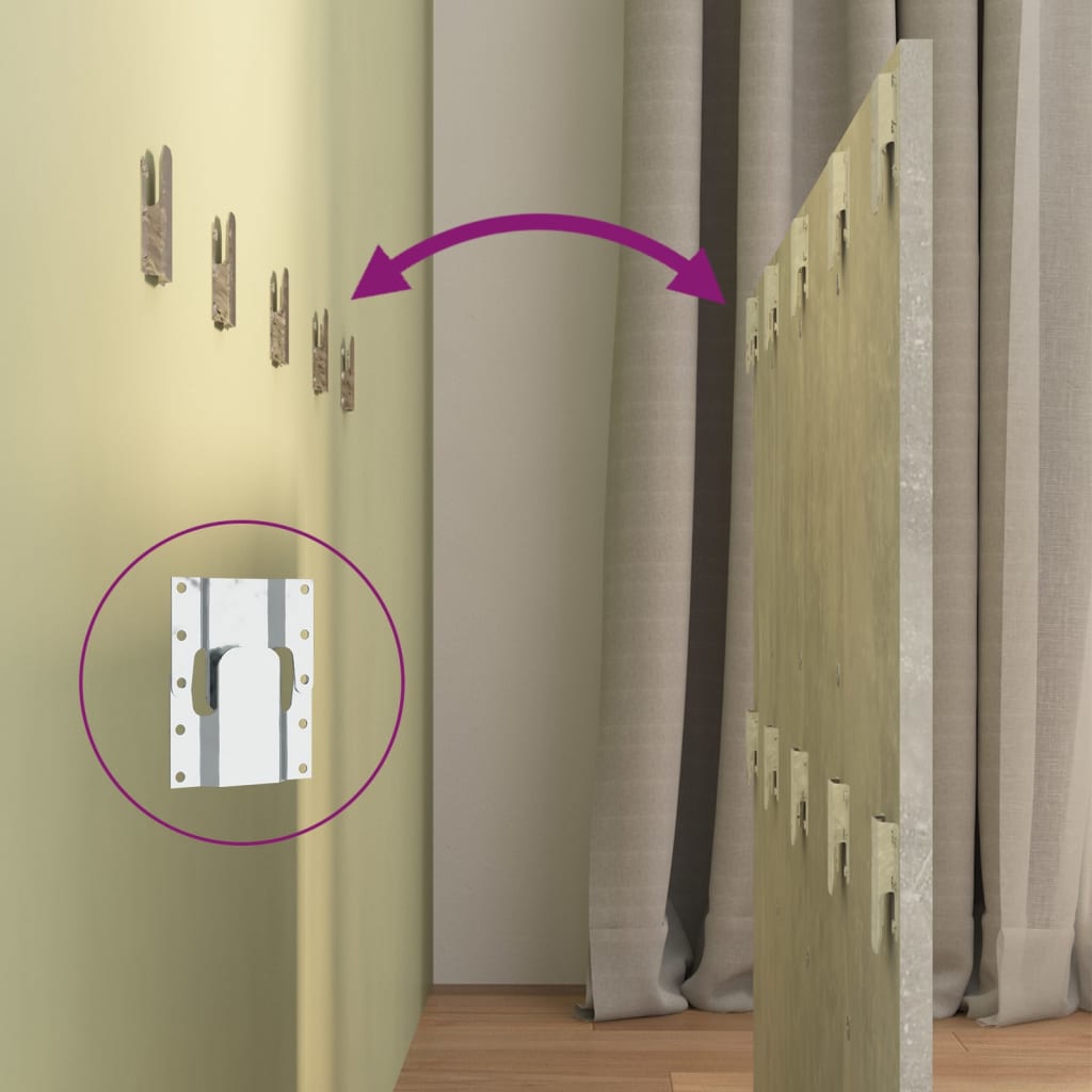 vidaXL Κεφαλάρι Κρεβατιού με Κομοδίνα Γκρι Σκυροδέματος Επεξεργ. Ξύλο