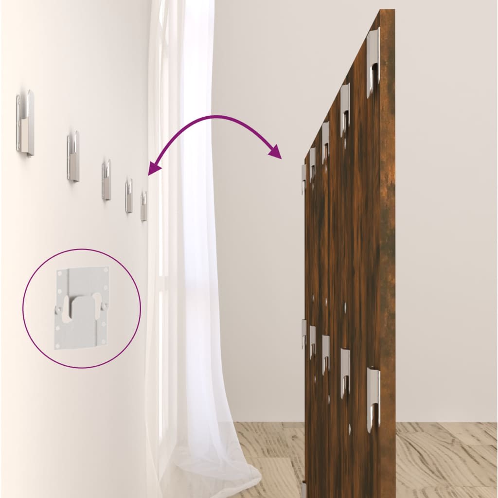 vidaXL Κεφαλάρι Κρεβατιού με Κομοδίνα Καπνιστή Δρυς Επεξεργασμένο Ξύλο