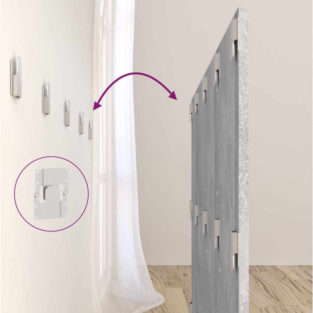 vidaXL Κεφαλάρι Κρεβατιού με Κομοδίνα Γκρι Σκυροδέματος Επεξεργ. Ξύλο