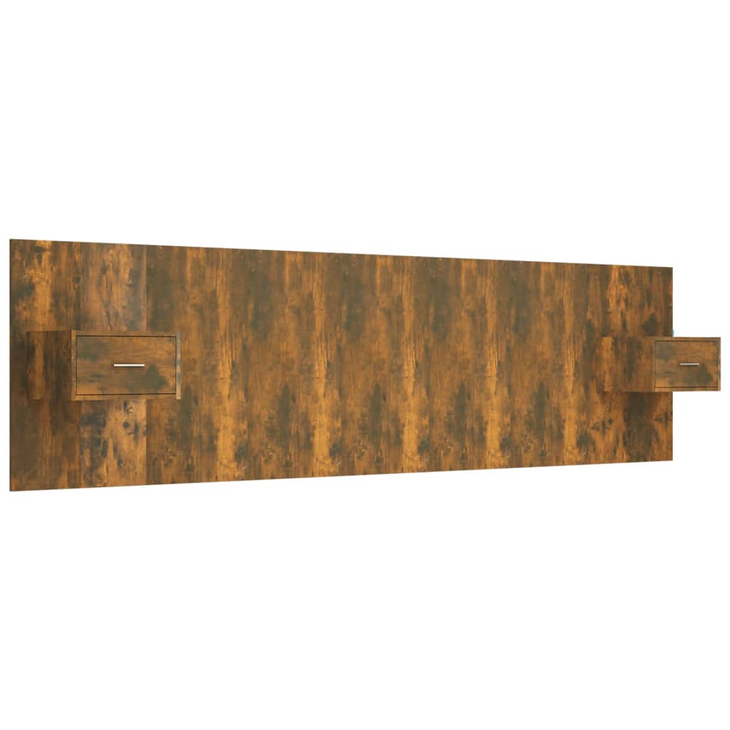 vidaXL Κεφαλάρι Κρεβατιού με Κομοδίνα Καπνιστή Δρυς Επεξεργασμένο Ξύλο