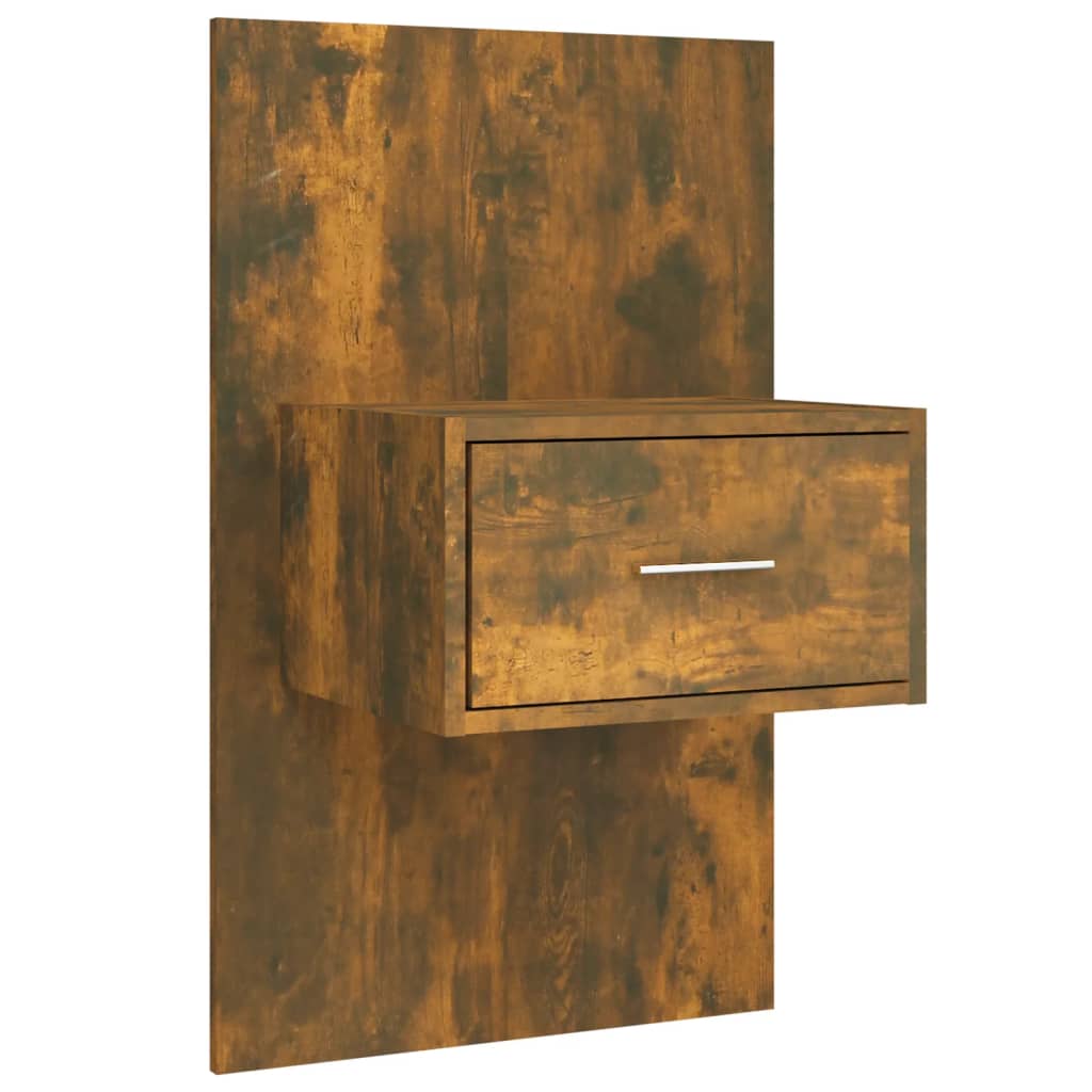 vidaXL Κεφαλάρι Κρεβατιού με Κομοδίνα Καπνιστή Δρυς Επεξεργασμένο Ξύλο