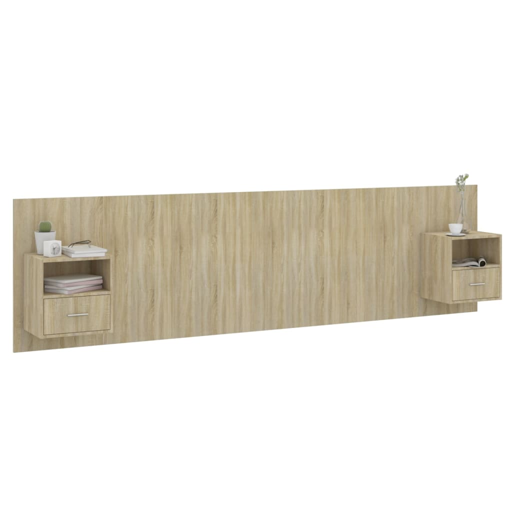 vidaXL Κεφαλάρι Κρεβατιού με Κομοδίνα Sonoma Δρυς Επεξεργασμένο Ξύλο