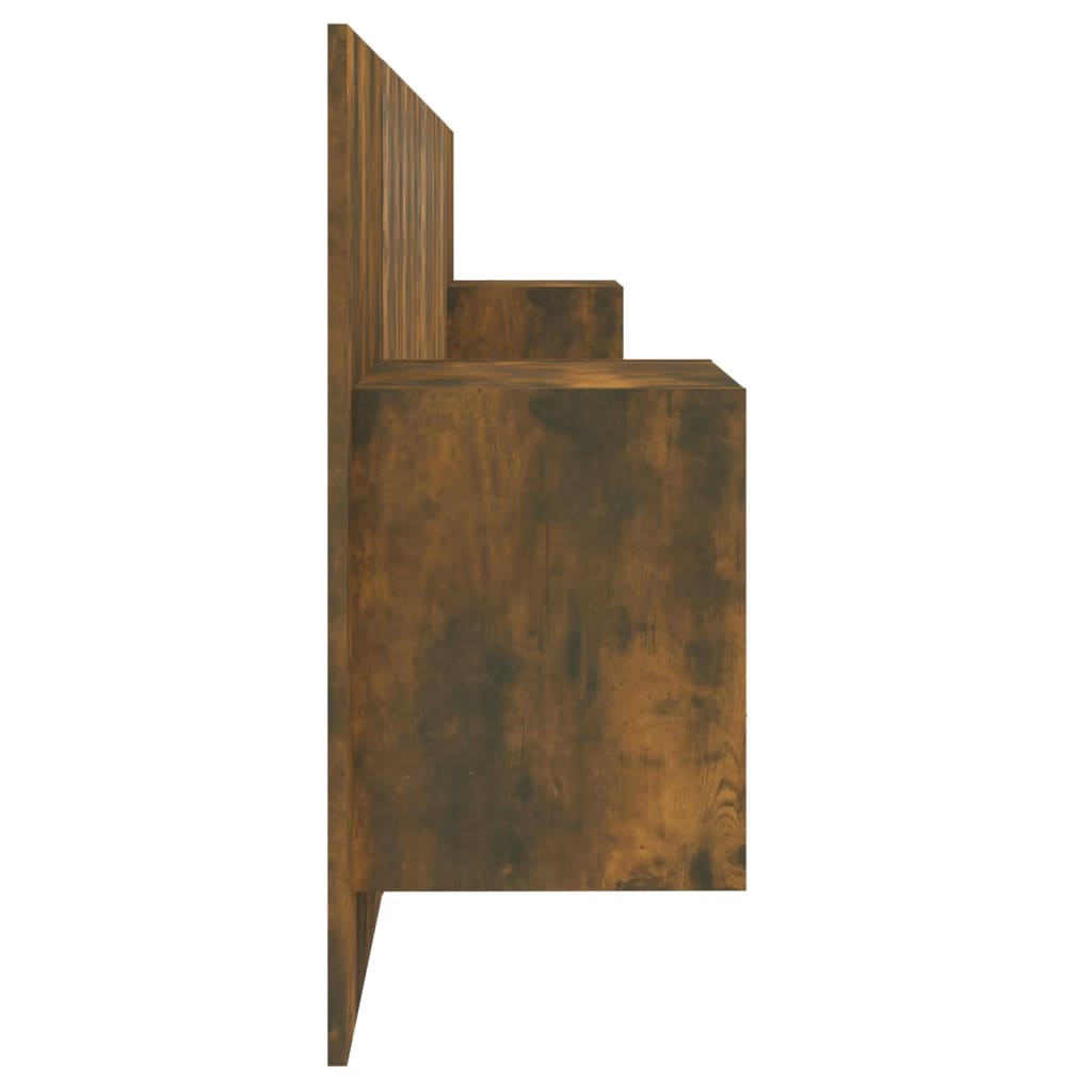 vidaXL Κεφαλάρι Κρεβατιού με Κομοδίνα Καπνιστή Δρυς Επεξεργασμένο Ξύλο