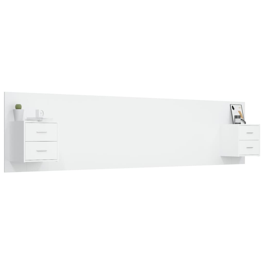 vidaXL Κεφαλάρι Κρεβατιού με Κομοδίνα Λευκό από Επεξεργασμένο Ξύλο