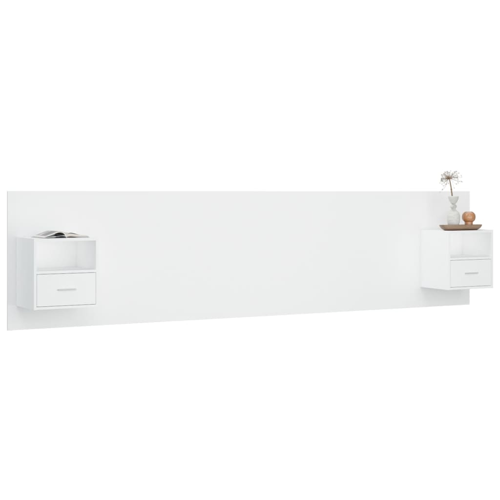 vidaXL Κεφαλάρι Κρεβατιού με Κομοδίνα Λευκό από Επεξεργασμένο Ξύλο