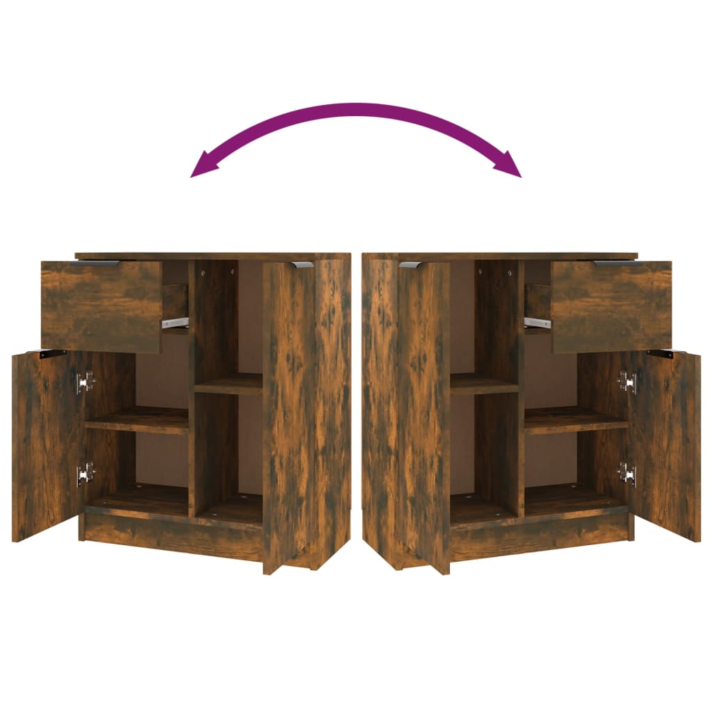 vidaXL Ντουλάπια 2 τεμ. Καπνιστή δρυς 60x30x70 εκ. Επεξεργασμένο Ξύλο