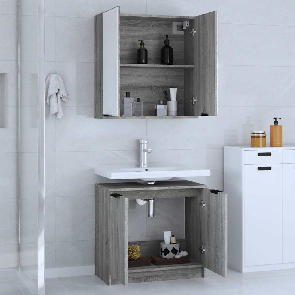 vidaXL Σετ Επίπλων Μπάνιου 2 Τεμαχίων Γκρι Sonoma Επεξεργασμένο Ξύλο