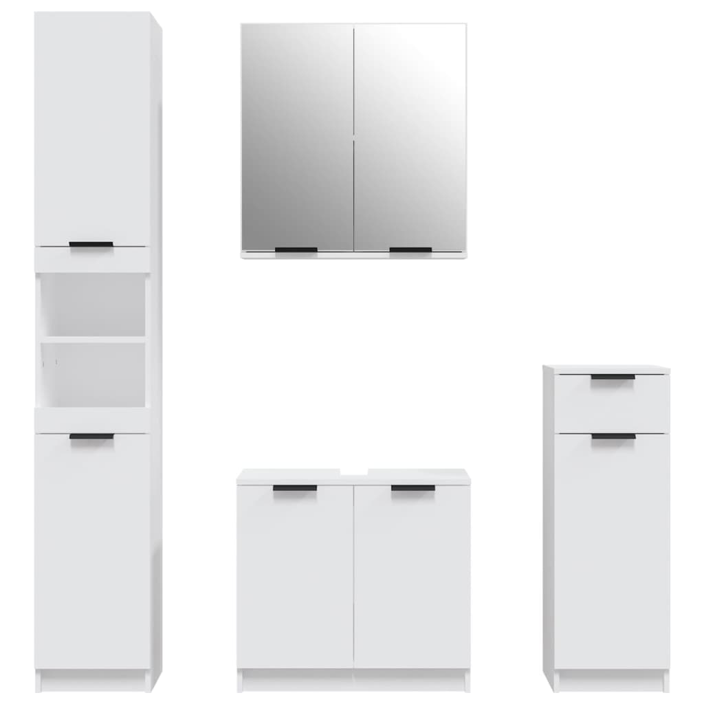 vidaXL Σετ Επίπλων Μπάνιου 4 Τεμαχίων Λευκό από Επεξεργασμένο Ξύλο