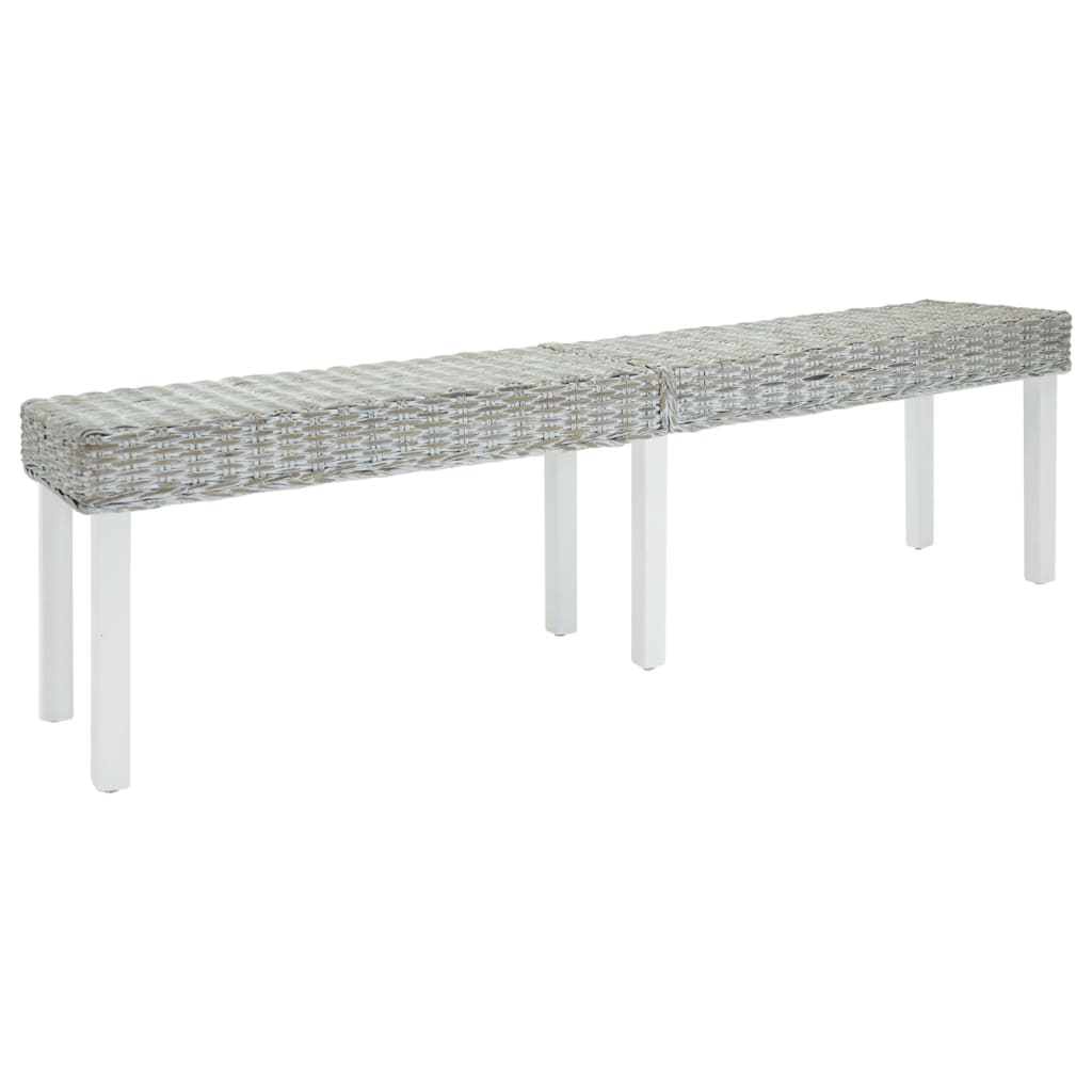 vidaXL Πάγκος Λευκός 160x35x45 εκ. από Φυσικό Ρατάν Kubu & Μασίφ Ξύλο Μαόνι