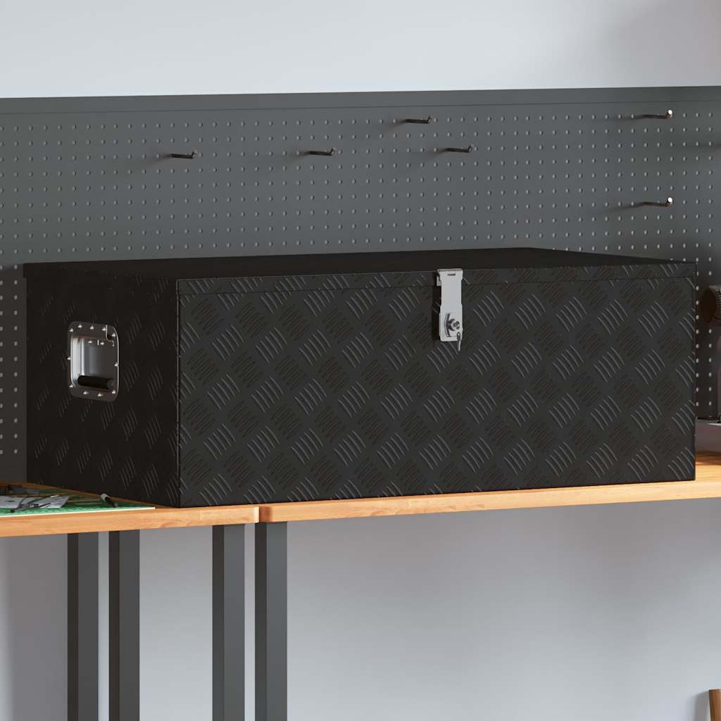 vidaXL Κουτί Αποθήκευσης Μαύρο 100x55x37 εκ. από Αλουμίνιο