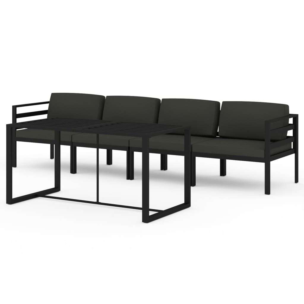 vidaXL Σαλόνι Κήπου 5 Τεμαχίων Ανθρακί Αλουμινίου με Μαξιλάρια