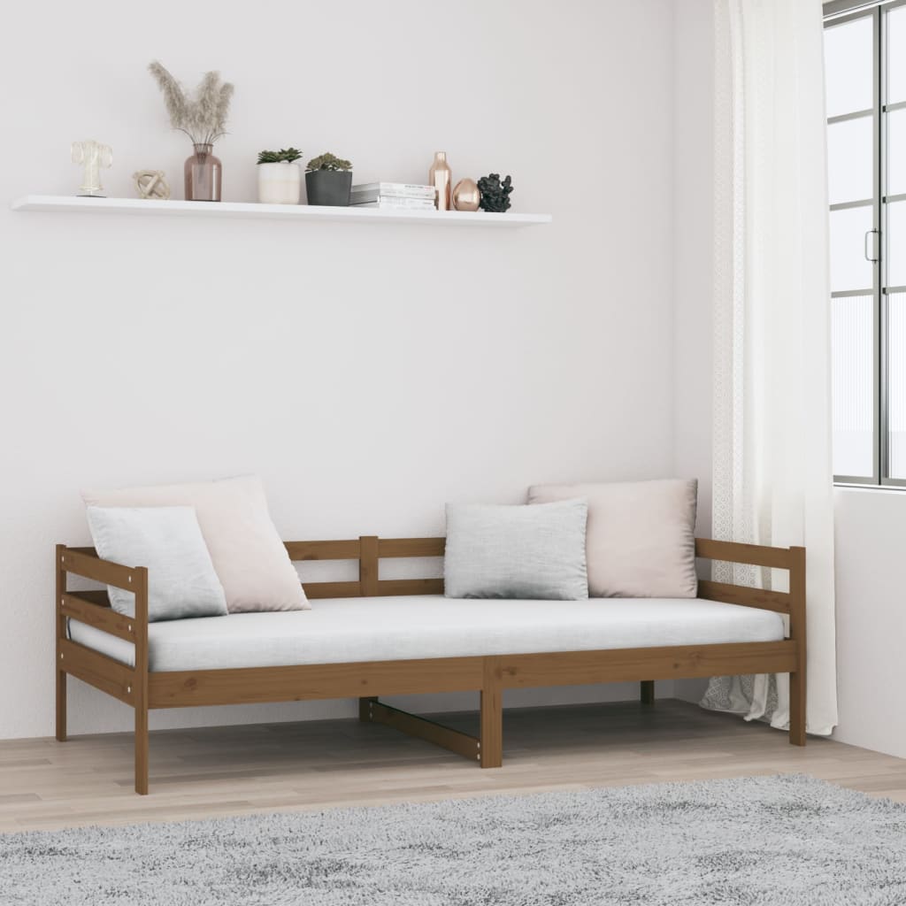 vidaXL Καναπές Κρεβάτι Καφέ Μελί 90 x 190 εκ. από Μασίφ Ξύλο Πεύκου