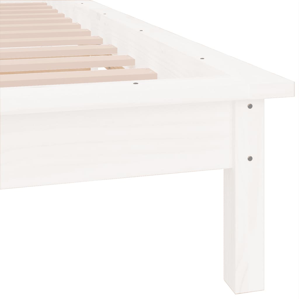 vidaXL Πλαίσιο Κρεβατιού με LED Λευκό 100 x 200 εκ. από Μασίφ Ξύλο