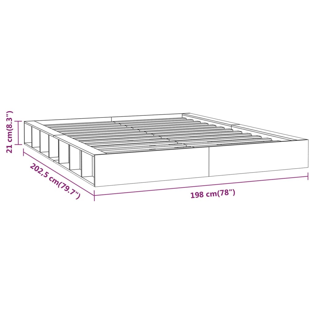 vidaXL Πλαίσιο Κρεβατιού 180 x 200 εκ. Μασίφ Ξύλο Super King Size