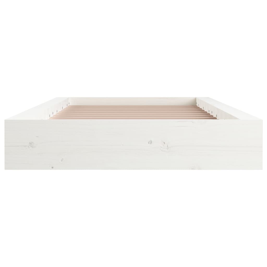vidaXL Πλαίσιο Κρεβατιού Λευκό 75x190 εκ. Μασίφ Ξύλο Small Single