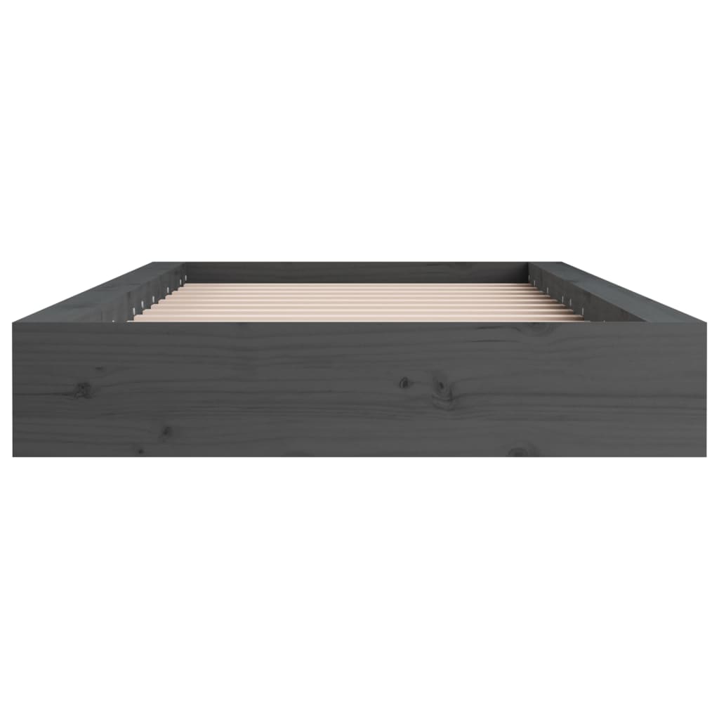 vidaXL Πλαίσιο Κρεβατιού Γκρι 75 x 190 εκ. από Μασίφ Ξύλο Small Single