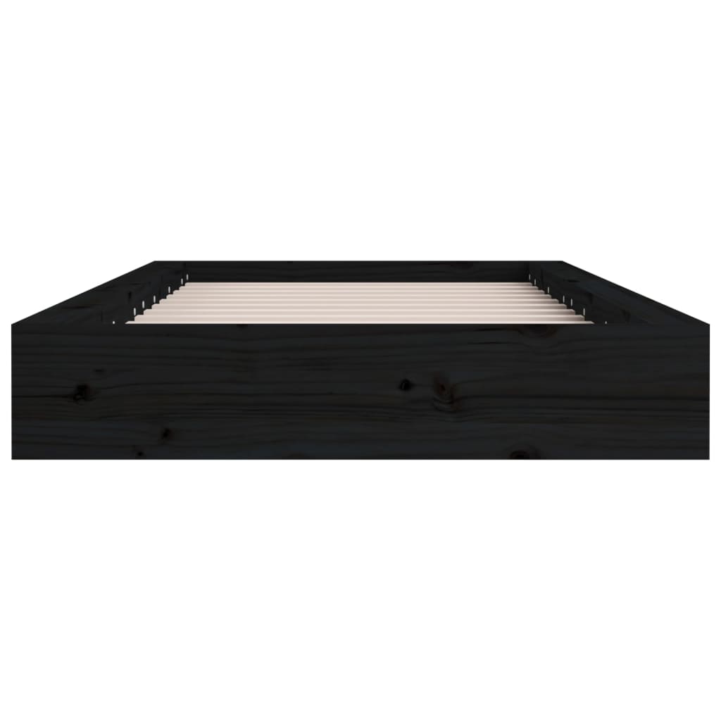 vidaXL Πλαίσιο Κρεβατιού Μαύρο 75 x 190εκ. από Μασίφ Ξύλο Small Single