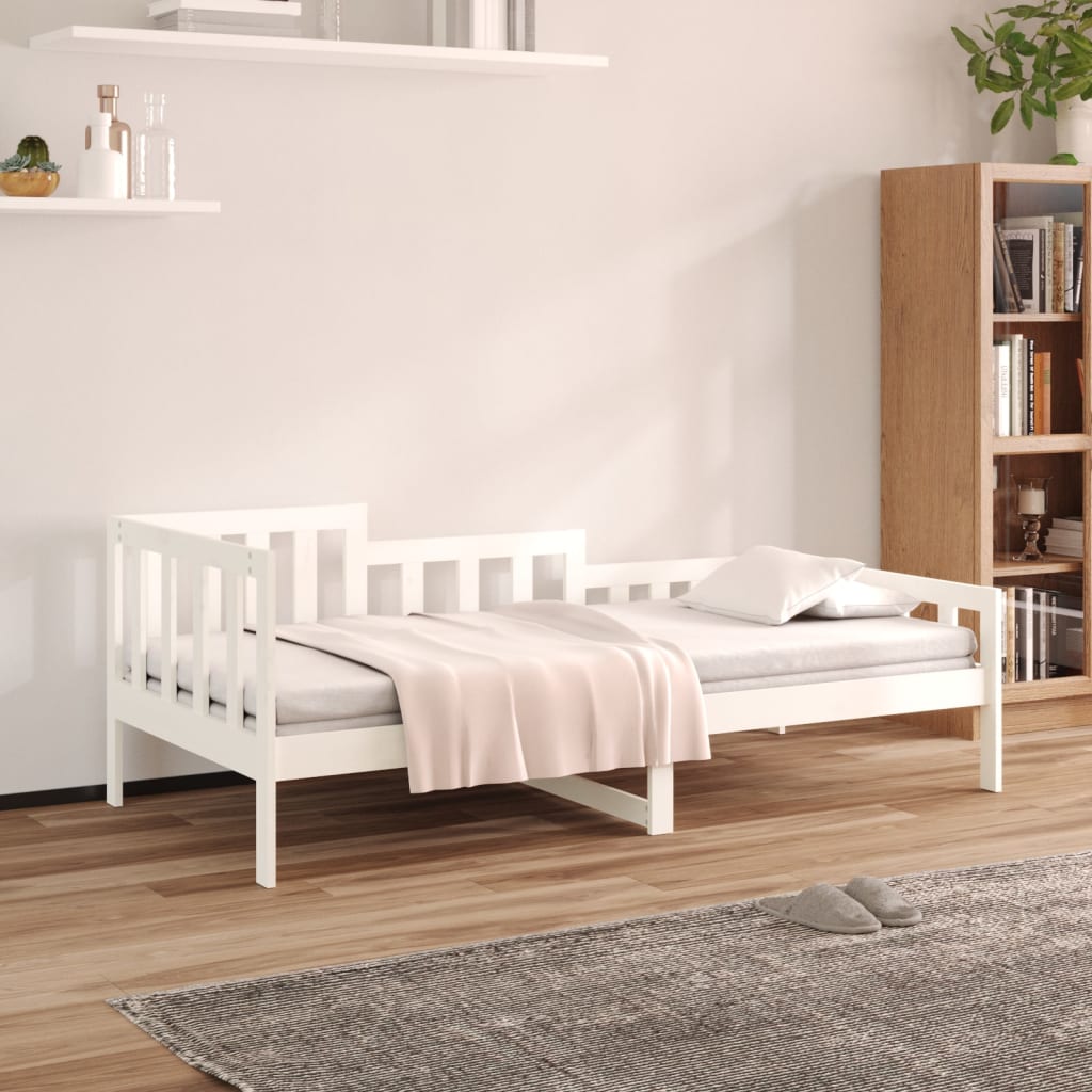 vidaXL Καναπές Κρεβάτι Χωρίς Στρώμα Λευκό 90x200 εκ. Μασίφ Ξύλο Πεύκου