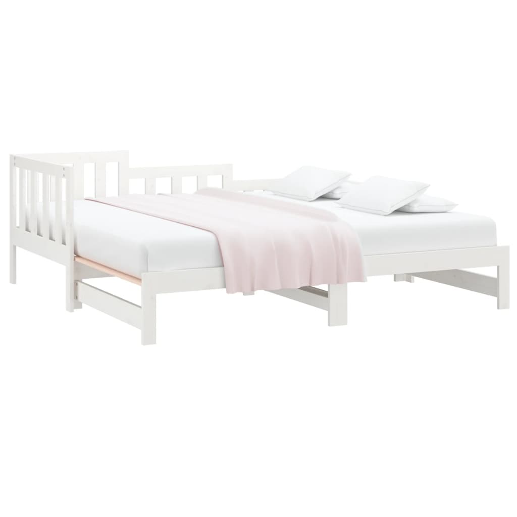vidaXL Καναπές Κρεβάτι Συρόμενος Λευκός 2x(90x190) εκ. από Μασίφ Πεύκο
