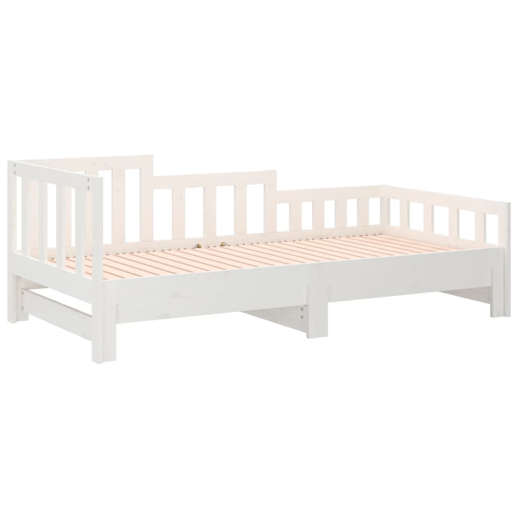 vidaXL Καναπές Κρεβάτι Συρόμενος Λευκός 2x(90x190) εκ. από Μασίφ Πεύκο