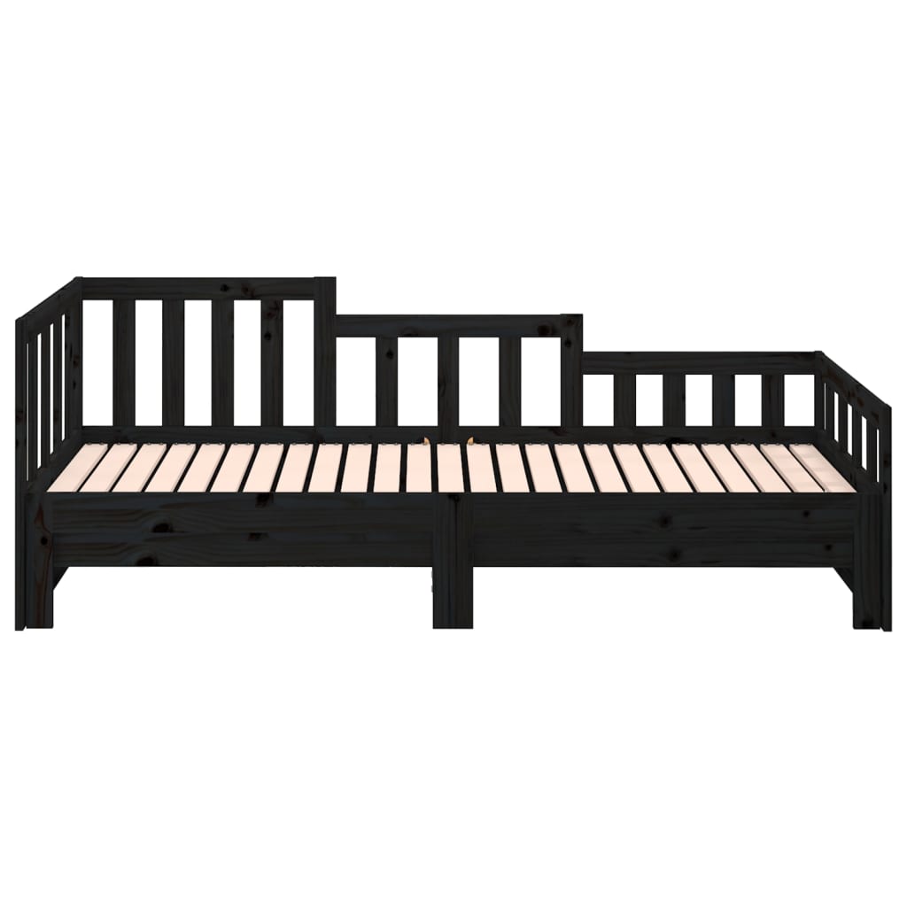 vidaXL Καναπές Κρεβάτι Συρόμενος Μαύρος 2x(90x190) εκ. από Μασίφ Πεύκο