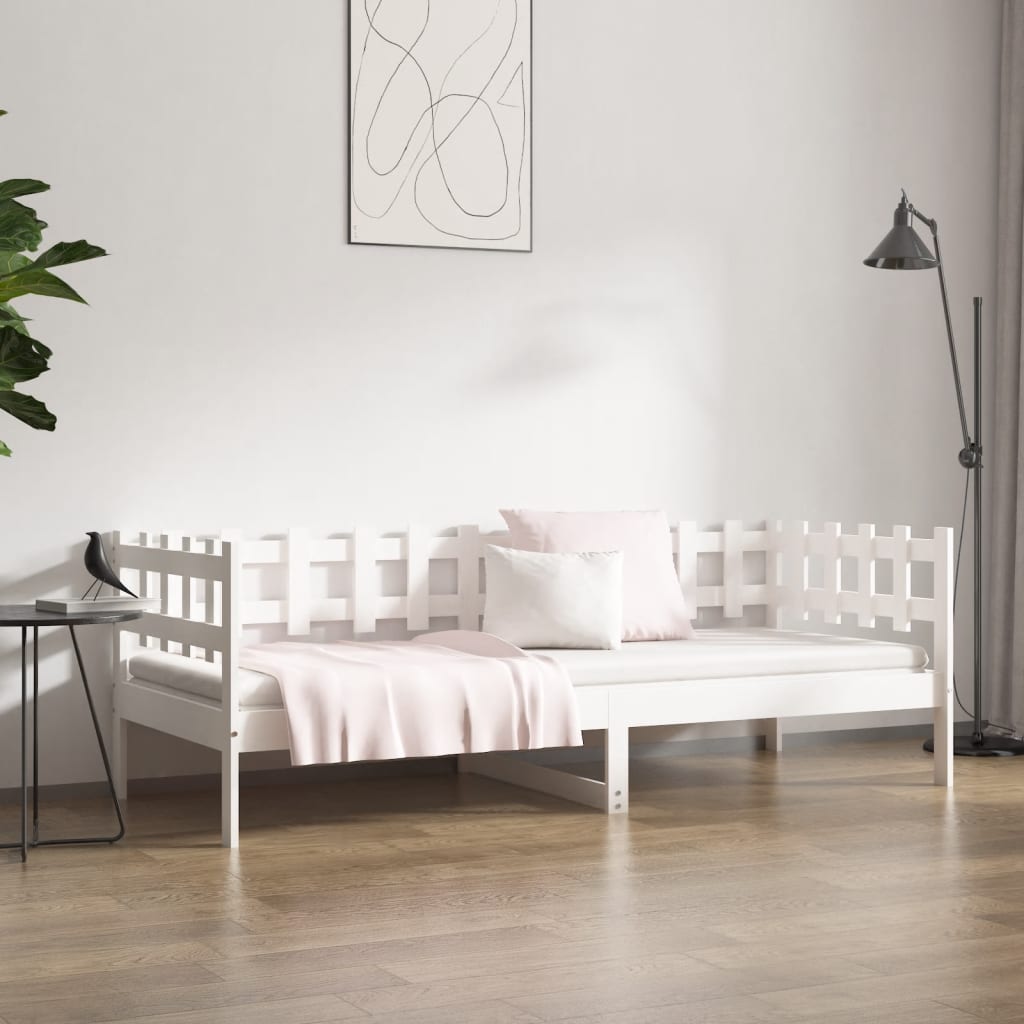 vidaXL Καναπές Κρεβάτι Χωρίς Στρώμα Λευκό 90x200 εκ. Μασίφ Ξύλο Πεύκου