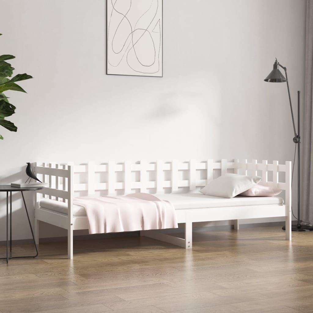 vidaXL Καναπές Κρεβάτι Χωρίς Στρώμα Λευκό 90x190 εκ. Μασίφ Ξύλο Πεύκου