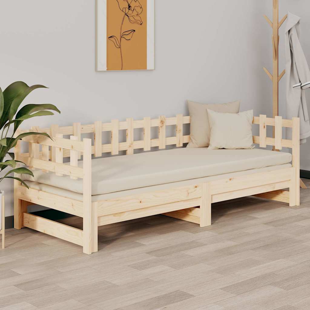 vidaXL Καναπές Κρεβάτι Συρόμενος 2x(90x200) εκ. από Μασίφ Ξύλο Πεύκου
