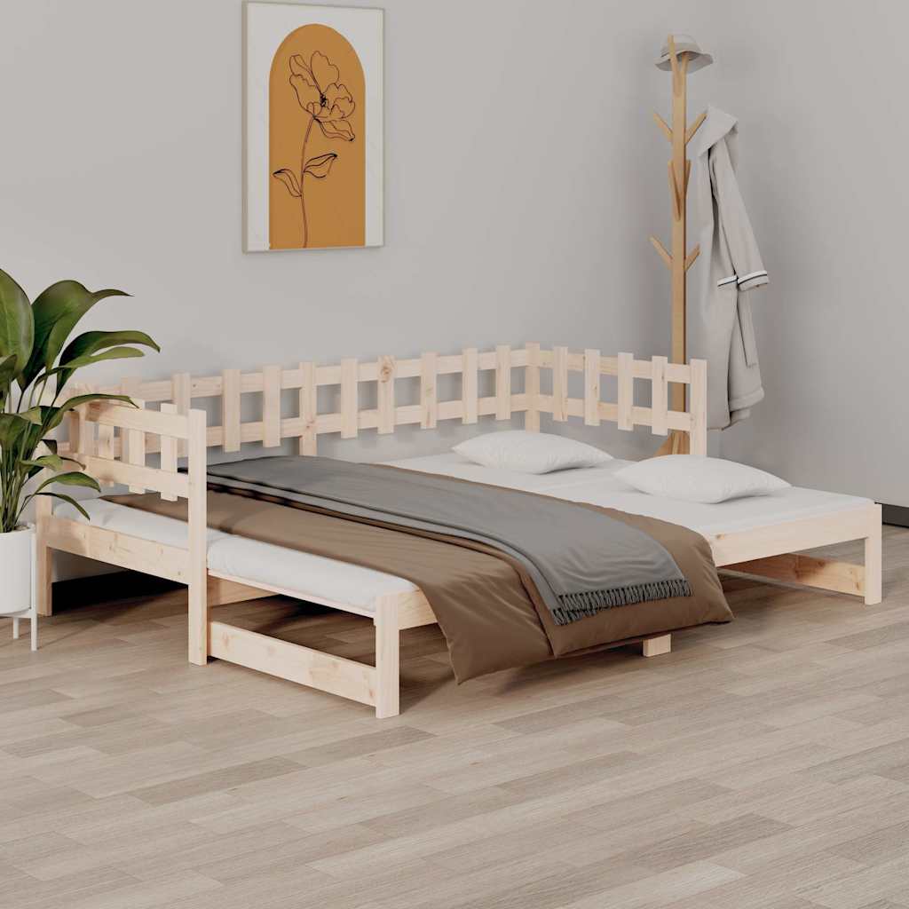 vidaXL Καναπές Κρεβάτι Συρόμενος 2x(90x200) εκ. από Μασίφ Ξύλο Πεύκου