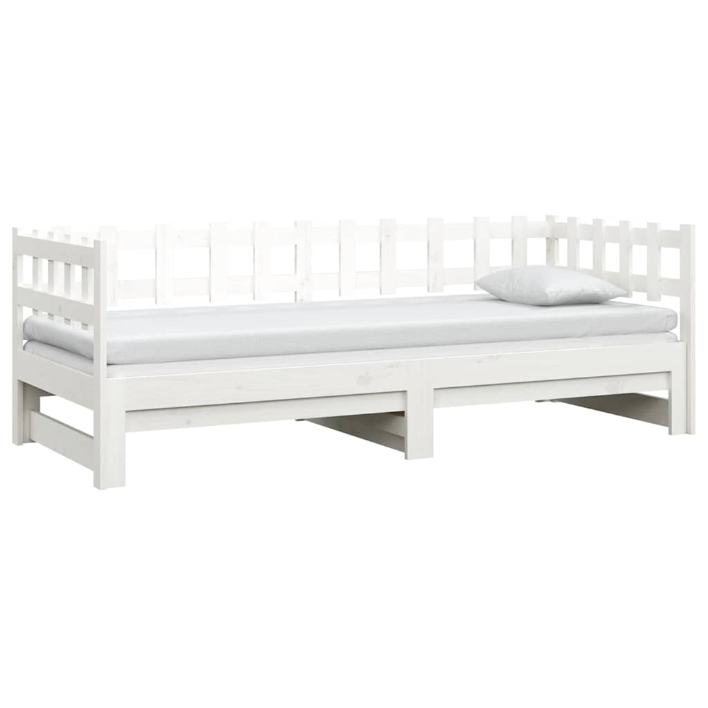 vidaXL Καναπές Κρεβάτι Συρόμενος Λευκός 2x(90x200) εκ. Μασίφ Πεύκο