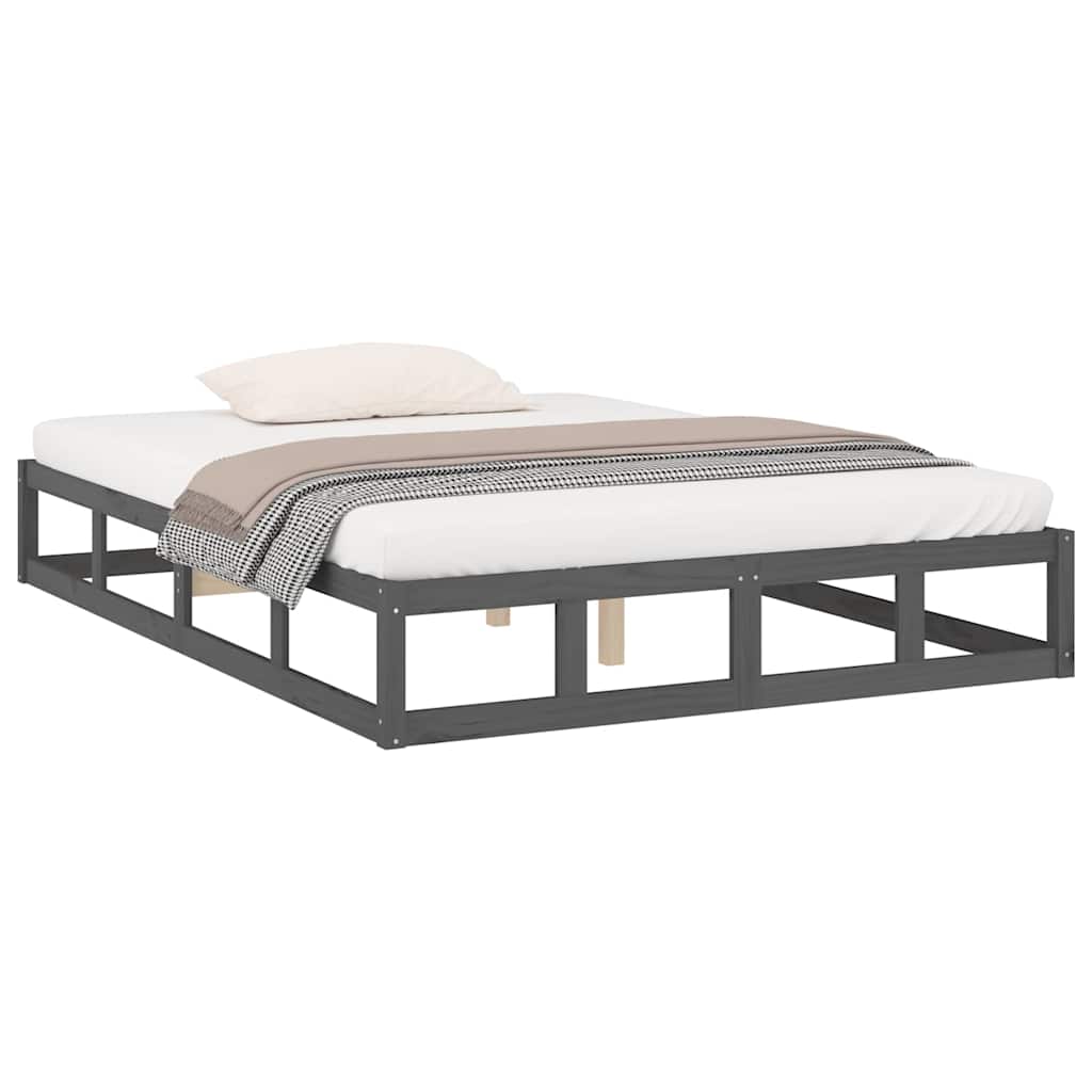 vidaXL Πλαίσιο Κρεβατιού Γκρι 150 x 200 εκ. Μασίφ Ξύλο King Size
