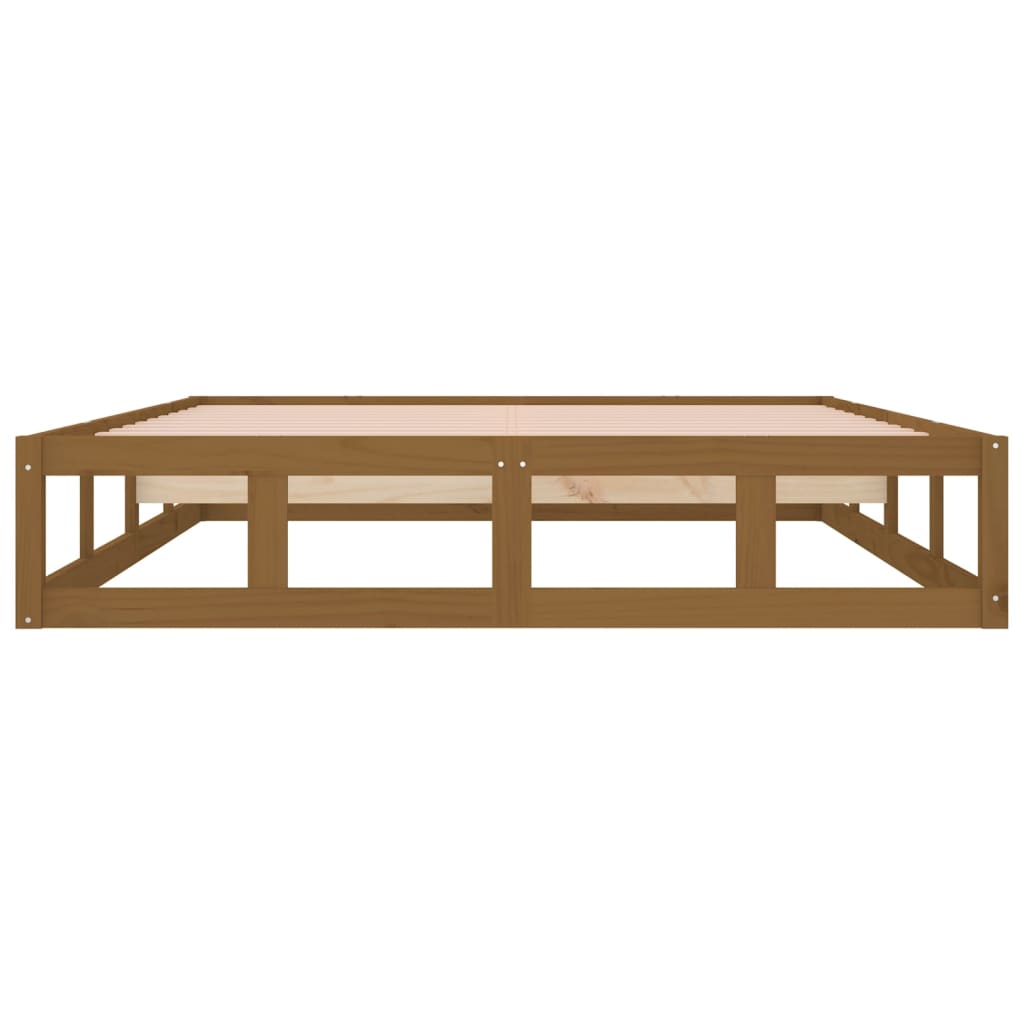 vidaXL Σκελετός κρεβατιού Honey Brown 150x200 cm King Size Μασίφ Ξύλο