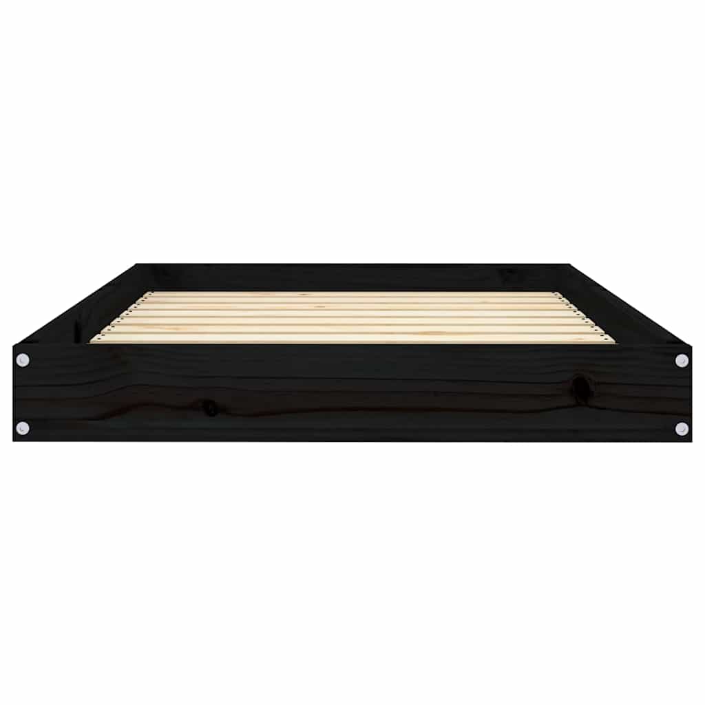 vidaXL Κρεβάτι Σκύλου Μαύρο 91,5 x 64 x 9 εκ. από Μασίφ Ξύλο Πεύκου