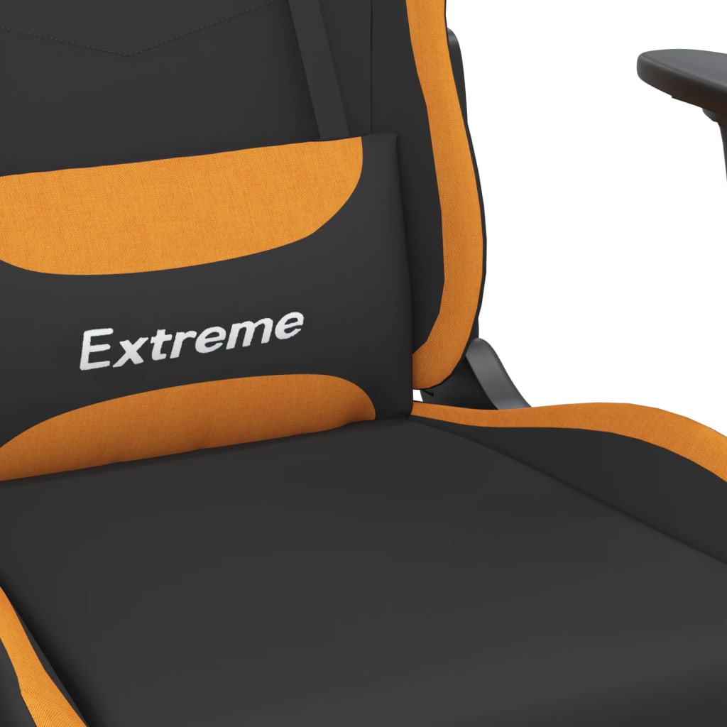 vidaXL Καρέκλα Μασάζ Gaming Μαύρη και Πορτοκαλί Υφασμάτινη