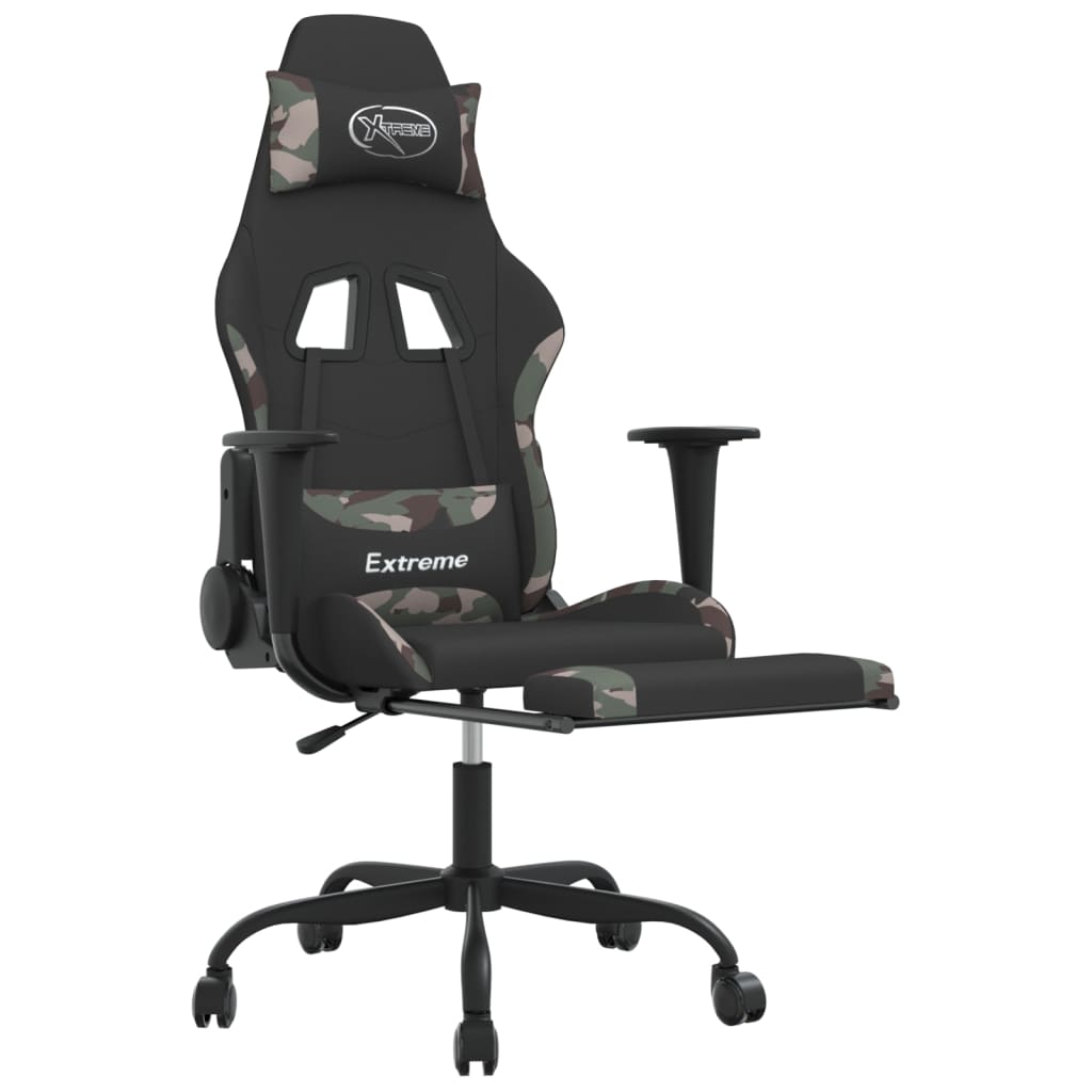 vidaXL Καρέκλα Μασάζ Gaming Περιστρ. Υποπόδιο Μαύρη/Παραλ. Υφασμάτινη