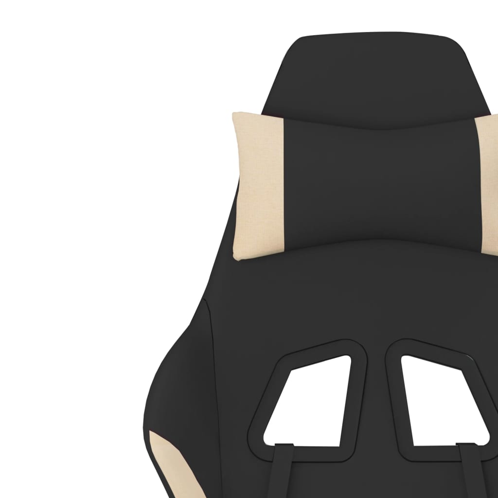 vidaXL Καρέκλα Μασάζ Gaming Μαύρη και Κρεμ Υφασμάτινη