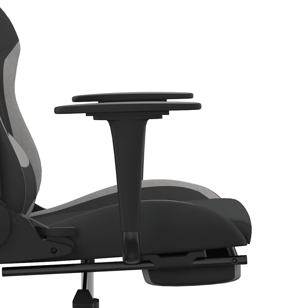 vidaXL Καρέκλα Gaming Μασάζ Υποπόδιο Μαύρη/Αν. Γκρι Ύφασμα με Υποπόδιο