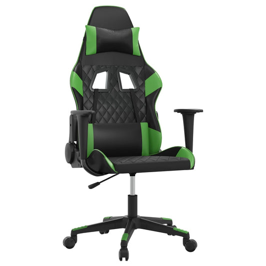 vidaXL Καρέκλα Gaming Μασάζ Μαύρο/Πράσινο από Συνθετικό Δέρμα