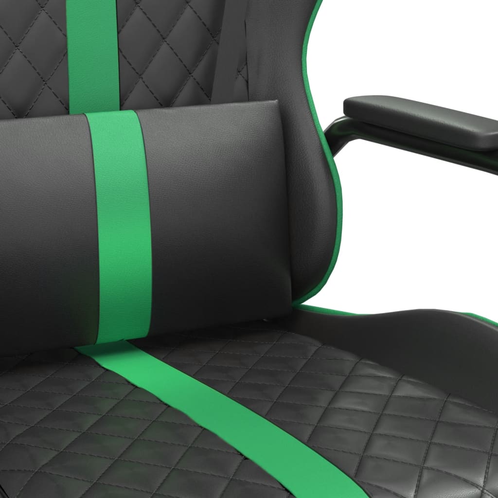 vidaXL Καρέκλα Gaming Μασάζ Πράσινο και Μαύρο από Συνθετικό Δέρμα