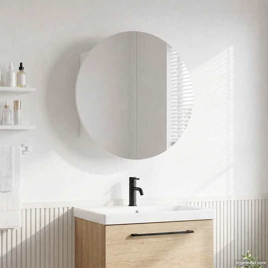 vidaXL Ντουλάπι Μπάνιου με Στρογγυλό Καθρέφτη&LED Λευκό 40x40x17,5 εκ.