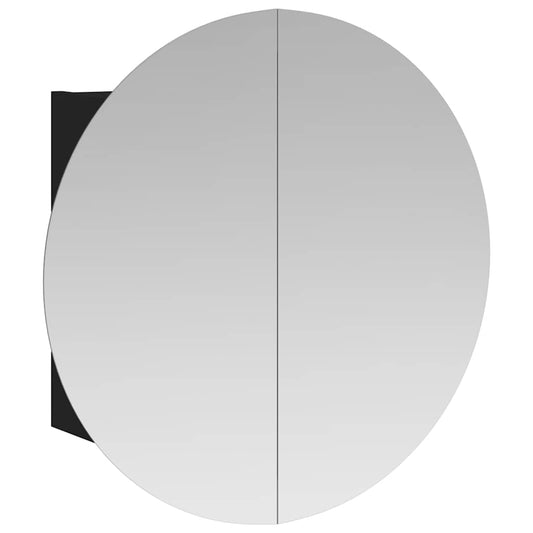 vidaXL Ντουλάπι Μπάνιου με Στρογγυλό Καθρέφτη&LED Μαύρο 40x40x17,5 εκ.